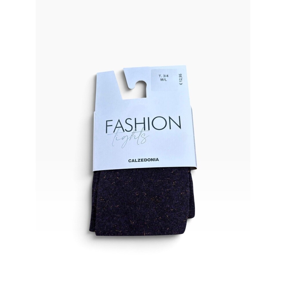 NWT Calzedonia Tights Purple w/Metallic Copper Soft Warm Size 3/4  (Med/Lg)